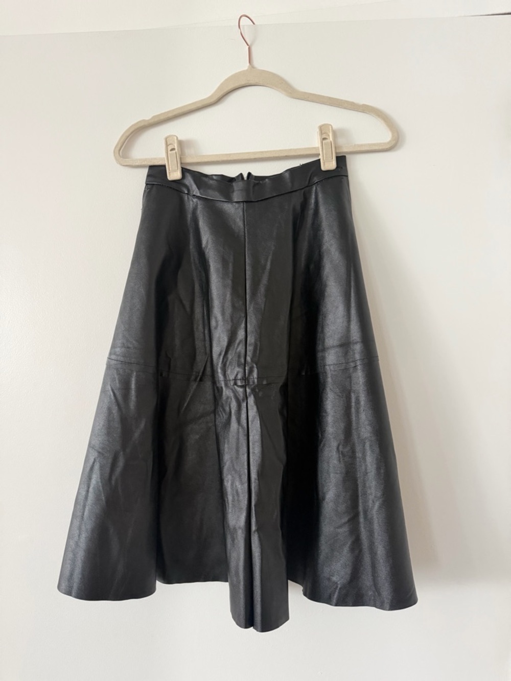 Black Faux Leather A-Line Skirt